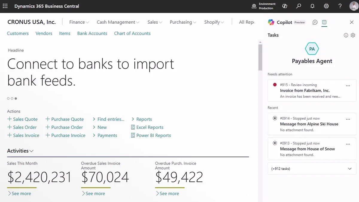 Business Central : module finance et comptabilité
