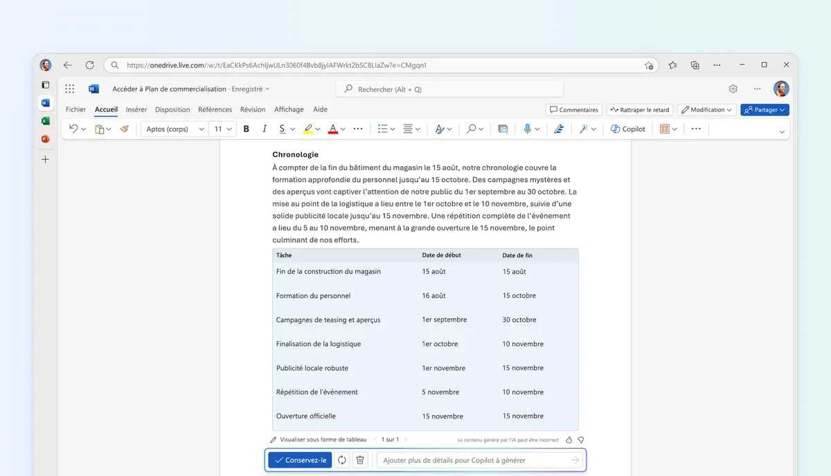 Copilot dans Word : transformer un document